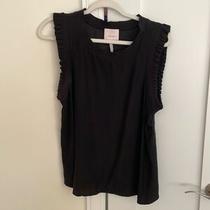 Cinq a Sept beautiful black tank with ruffle sleeve detail